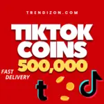 Illustration of a smartphone screen displaying TikTok app with floating gold coins and a ‘Buy Coins’ button, symbolizing the process of purchasing TikTok virtual currency.